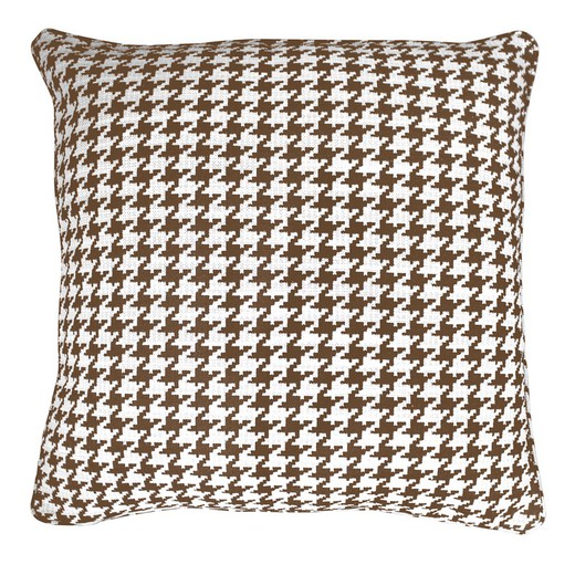 RIBE | Brown and white houndstooth print cushion cover 60 x 60 cm
