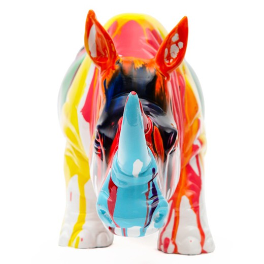 Flerfärgad polyresin noshörning, 54x18x24 cm