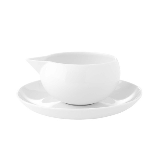 Salsiera con piattino in porcellana Domo White, Ø19,1x6,8 cm