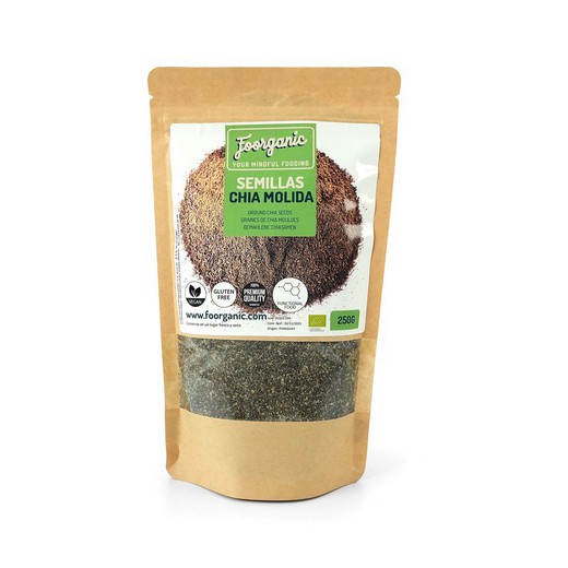 Organic ground black chia seeds, 250 gr