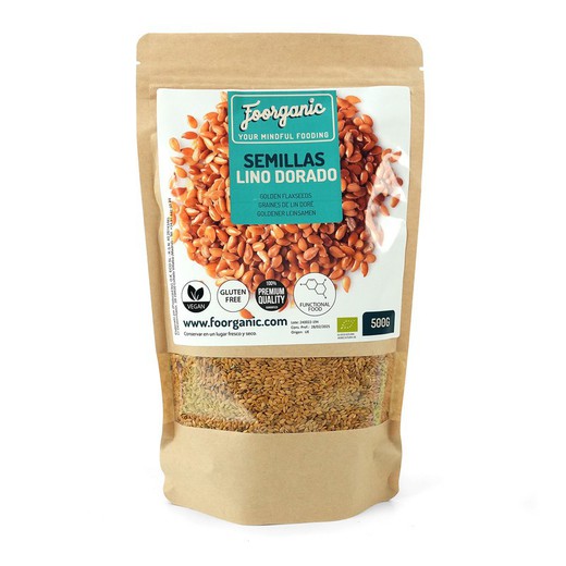 Organic golden flax seeds, 500 gr