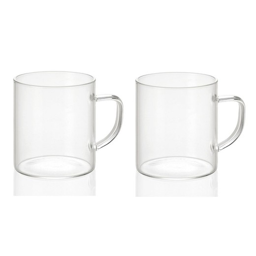 Conjunto de 2 xícaras de vidro de 300ml, Ø7,5x8,5cm