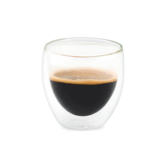 Sæt 2 Double S Glas Kaffeglas 80ml, Ø6x6cm