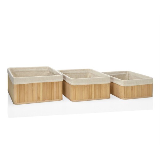 Conjunto de 3 cestos de bambu, 45x35x18 cm