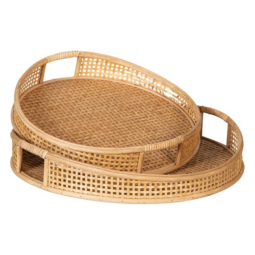 Set of 2 Natural Bamboo Trays, 49'5x48x9cm