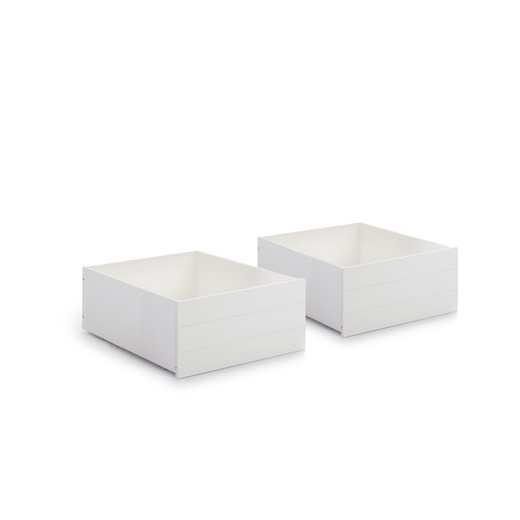 Σετ 2 συρταριών για κρεβάτι καμπίνας COMPTE σε λευκό Mdf, 68x90x33,5 cm