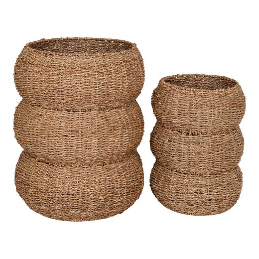 Set de 2 cestas de hierba marina en natural, 35 x 35 x 45 cm | Sarbas