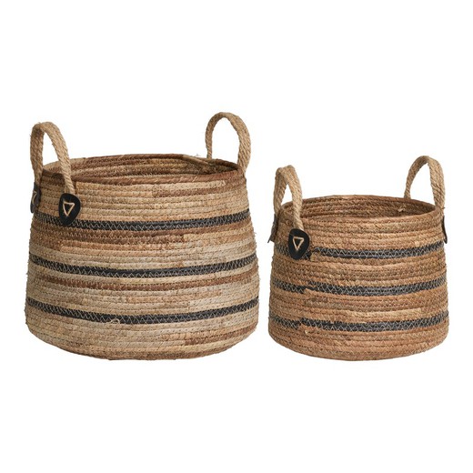 Set de 2 cestas de hoja de plátano en multicolor, 39 x 39 x 28,5 cm | Erba