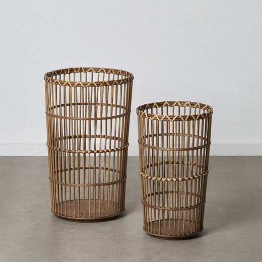 Set of 2 Natural Bamboo Baskets, Ø42x69cm