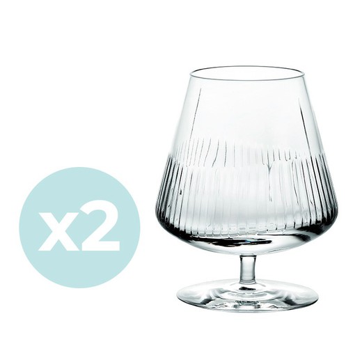 Σετ με 2 διαφανή κρυστάλλινα ποτήρια κονιάκ, Ø 9,5 x 15,3 cm | Αντρών