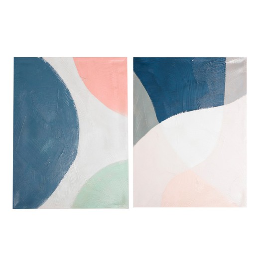 Set aus 2 mehrfarbigen Leinwandbildern, 60 x 4 x 80 cm | Gizela