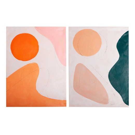 Set aus 2 mehrfarbigen Leinwandbildern, 60 x 4 x 80 cm | Julia