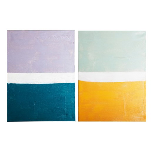 Set med 2 flerfärgade målningar på canvastavlor, 60 x 4 x 80 cm | Ludka