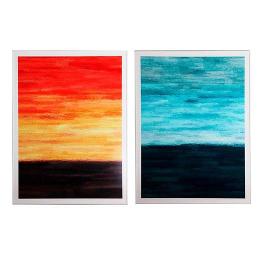 Set van 2 veelkleurige canvasschilderijen, 90 x 3 x 120 cm | Halina