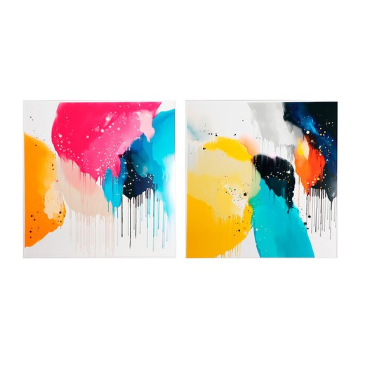 Set of 2 multicolored wooden frames, 80 x 5 x 80 cm | Krysta