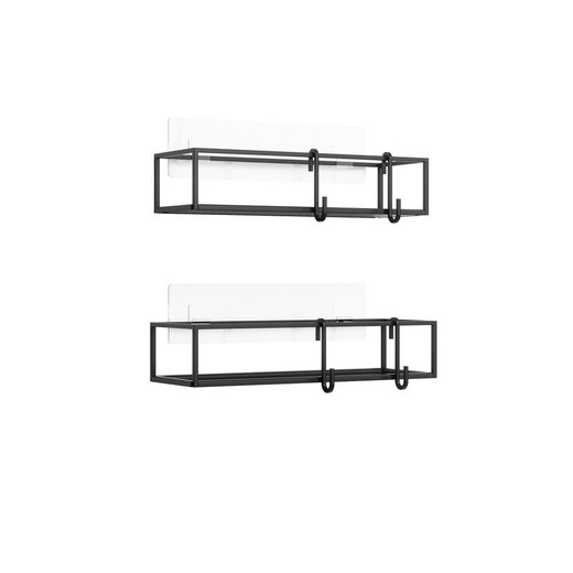 Set de 2 estantes de acero en negro, 32x12x6 cm | Cubiko