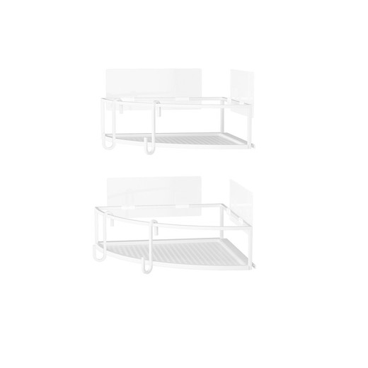 Set of 2 white steel corner shelves, 23 x 23 x 8 cm | cubiko