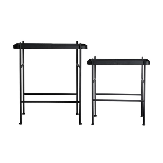 Set of 2 Black Devich Iron Side Tables, 55x38x60cm