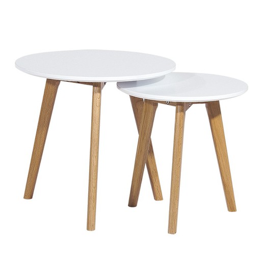 Set of 2 side tables nest in wood, 50 x 50 x 45 cm