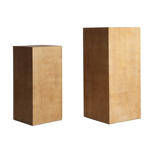Set mit 2 Sockeln aus Fichtenholz in Naturfarbe, 45 x 45 x 100 cm | Lecco
