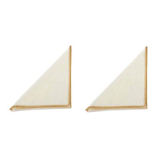 Set of 2 linen and cotton napkins in ivory, 40 x 40 cm