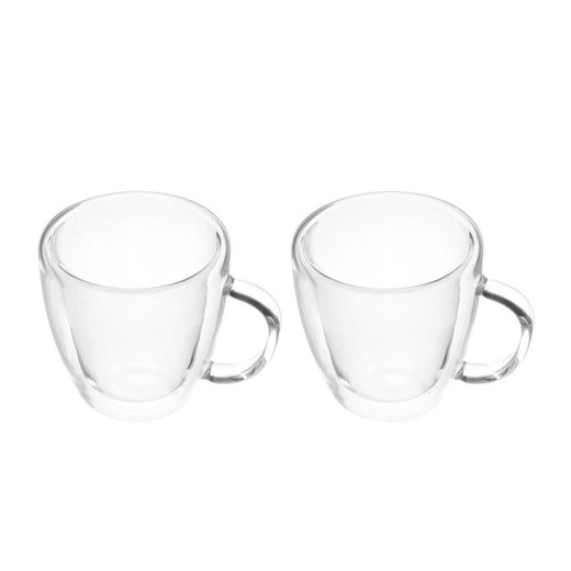 Set de 2 tasses à café en verre transparent, Ø 8 x 9 cm