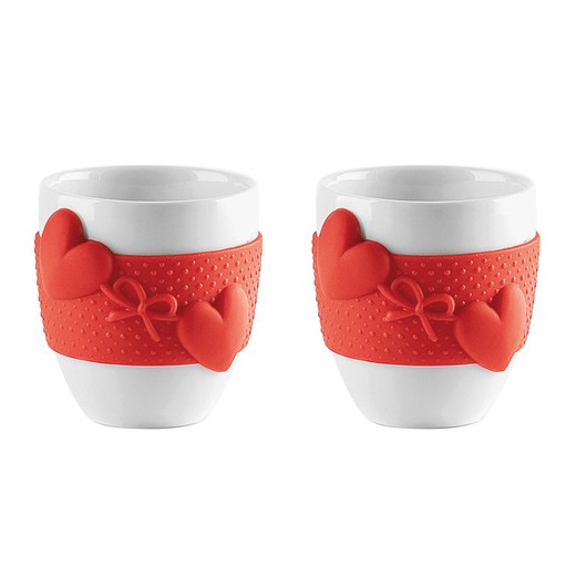 Set med 2 kaffekoppar LOVE Röd, Ø7x6cm