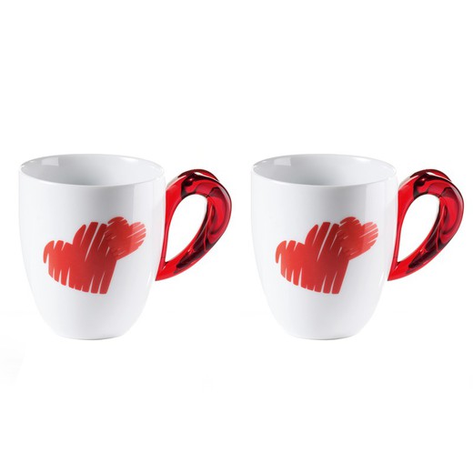 Set di 2 tazze LOVE Rosso, 27x11x10cm