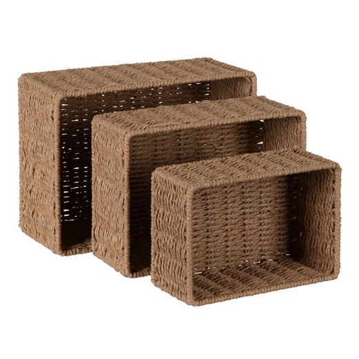 Set of 3 Natural Paper Rope Baskets, 31x23x14cm