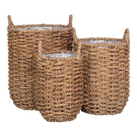 Set de 3 cestas de hierba marina en natural, 31 x 31 x 37 cm | Hue