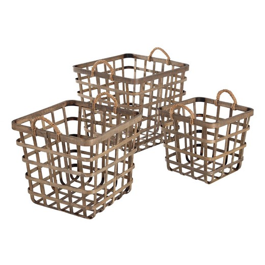 Set of 3 Natural Bamboo Baskets, Ø42x37cm