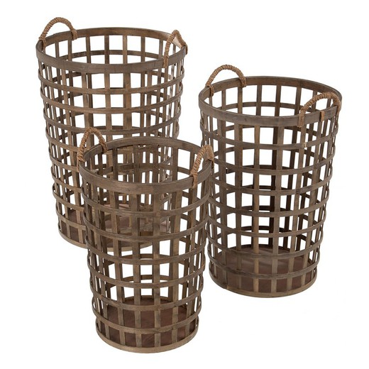Set of 3 Natural Bamboo Baskets,Ø41x56cm