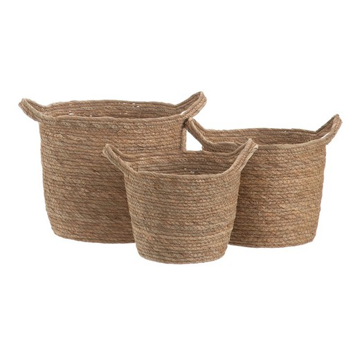 Set of 3 Natural Natural Fiber Baskets, Ø33x26cm