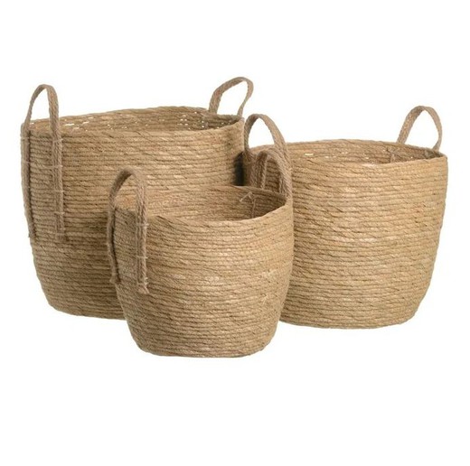 Set of 3 Natural Natural Fiber Baskets, Ø38x33cm