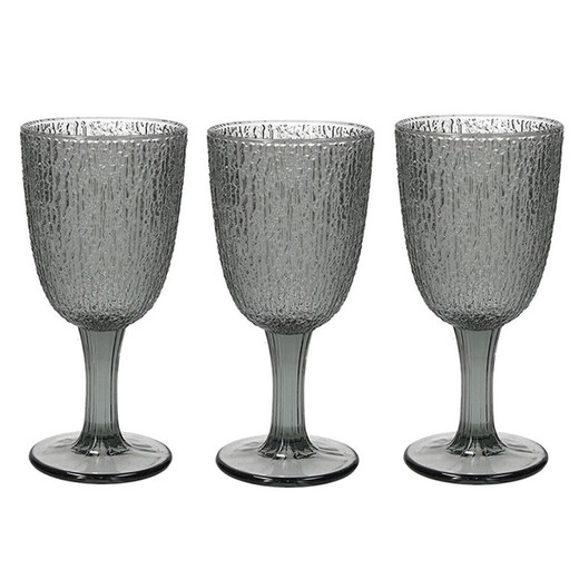 Set of 3 crystal wine glasses in gray, 8 x 8 x 17 cm | Gray Davor