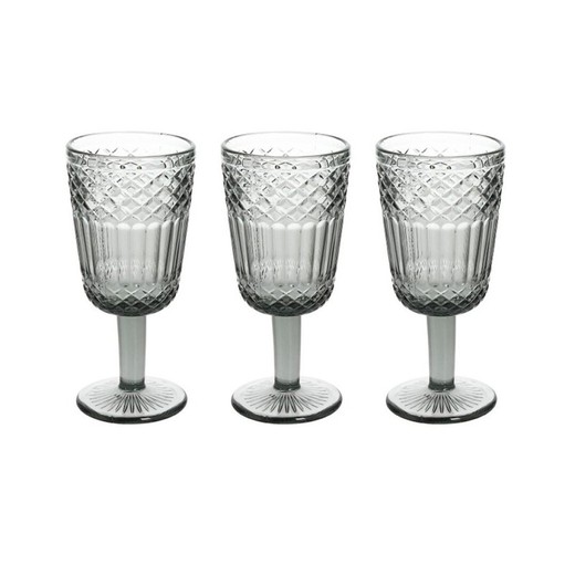 Set de 3 copas de vino de cristal en gris claro, 8 x 8 x 17 cm | Claire