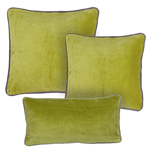 Set di 3 fodere per cuscini in velluto verde muschio