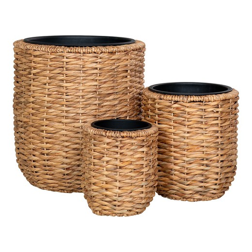 Set de 3 maceteros de jacinto de agua en natural, 49 x 49 x 51,5 cm | Hanoi