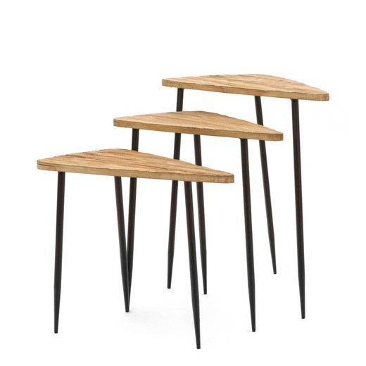 Conjunto de 3 mesas laterais de madeira, 40x71,5x75 cm