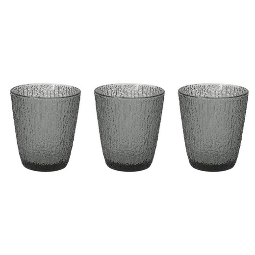 Lot de 3 verres en verre gris, 8 x 8 x 10 cm | Gris Davor