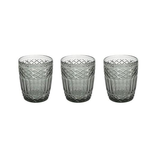 Set of 3 glass glasses in light gray, 8 x 8 x 10 cm | Claire