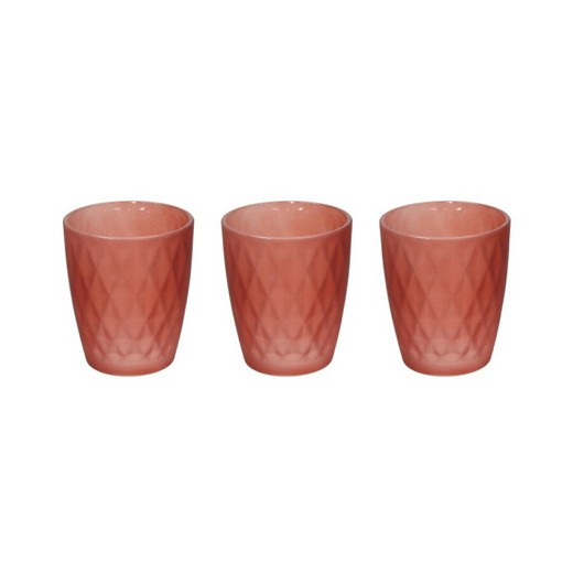 Set de 3 vasos de cristal en rojo mate, 8 x 8 x 10 cm | Jenny