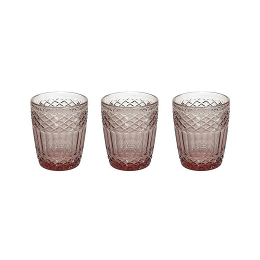 Set of 3 glass glasses in pink, 8 x 8 x 10 cm | Claire