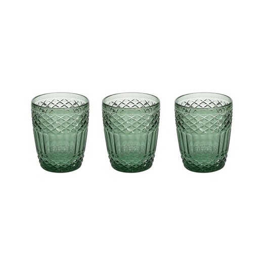 Set of 3 glass glasses in green, 8 x 8 x 10 cm | Claire