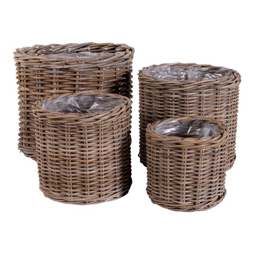 Set di 4 cestini in rattan naturale, 40 x 40 x 35 cm | Bogor