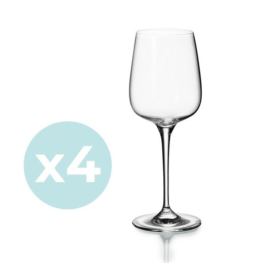 Set of 4 clear glass white wine glasses, Ø 8.2 x 22 cm | Smell