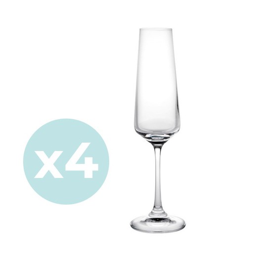Sæt med 4 riller af klart glas, Ø 6,7 x 23,9 cm | Lugt