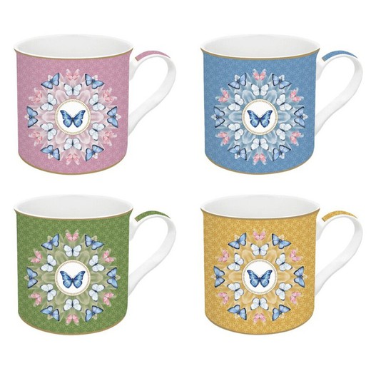 Set de 4 tazas de porcelana en multicolor | Spring Parade