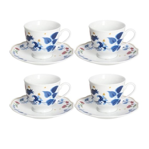 Set of 4 multicolored porcelain tea cups | Alchemy