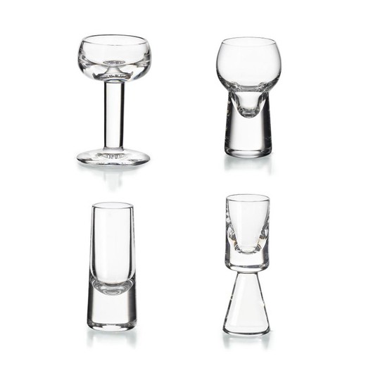 Set de 4 vasos de licor de cristal transparente | Diferent